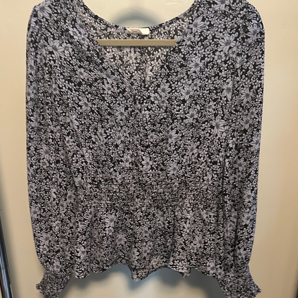 Sienna Sky Navy and Light Blue Floral Blouse